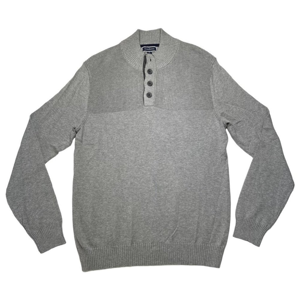 Club Room Soft Grey Heather Cotton Mens Sweater Size Small
